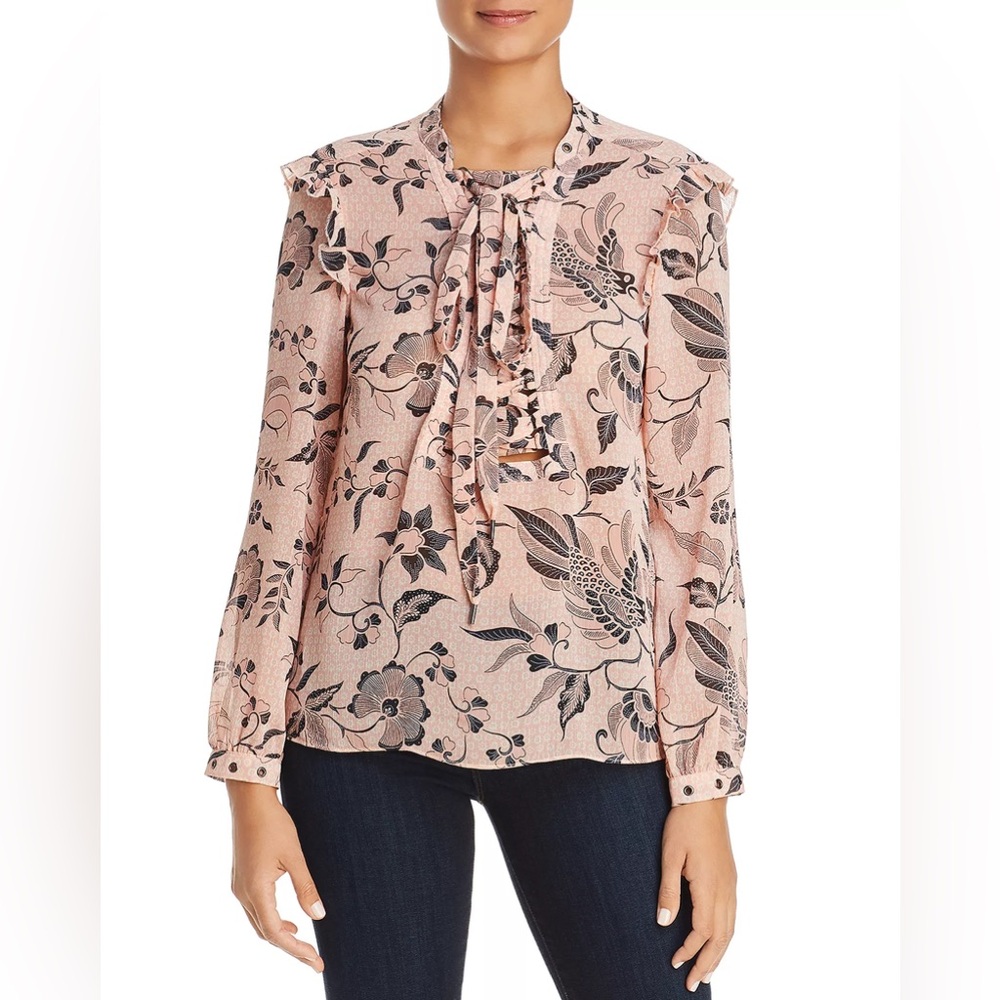 NWT Scotch & Soda Lace-Up Floral Blouse, XS